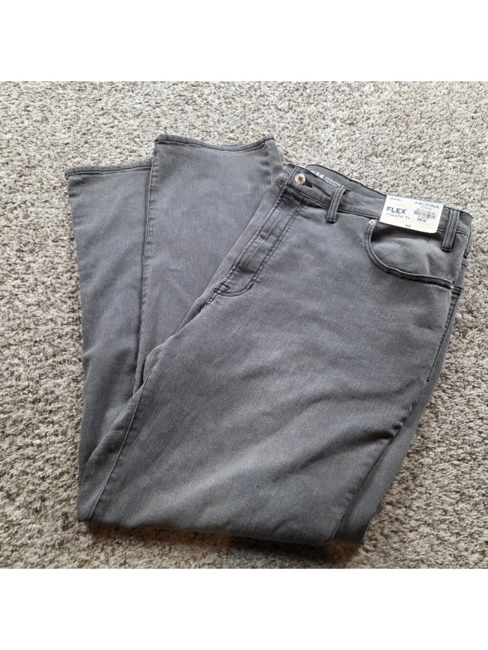 Arizona Jeans Mens 50x34 Gray Tapered Medium Wash Denim Tags Flex Stretch